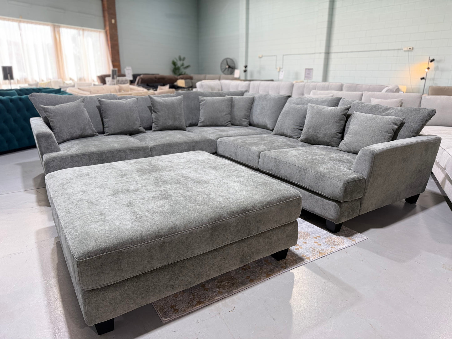 SEABROOK L-shape corner lounge suite with ottoman, view 7