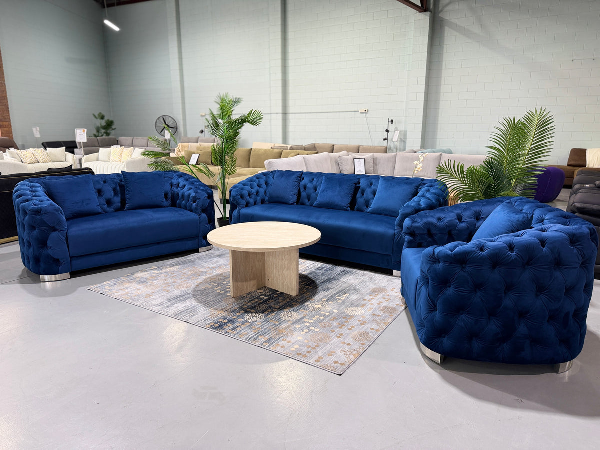 SYDNEY blue velvet Chesterfield armchair
