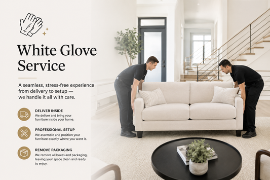 White glove furniture installation and packaging removal service